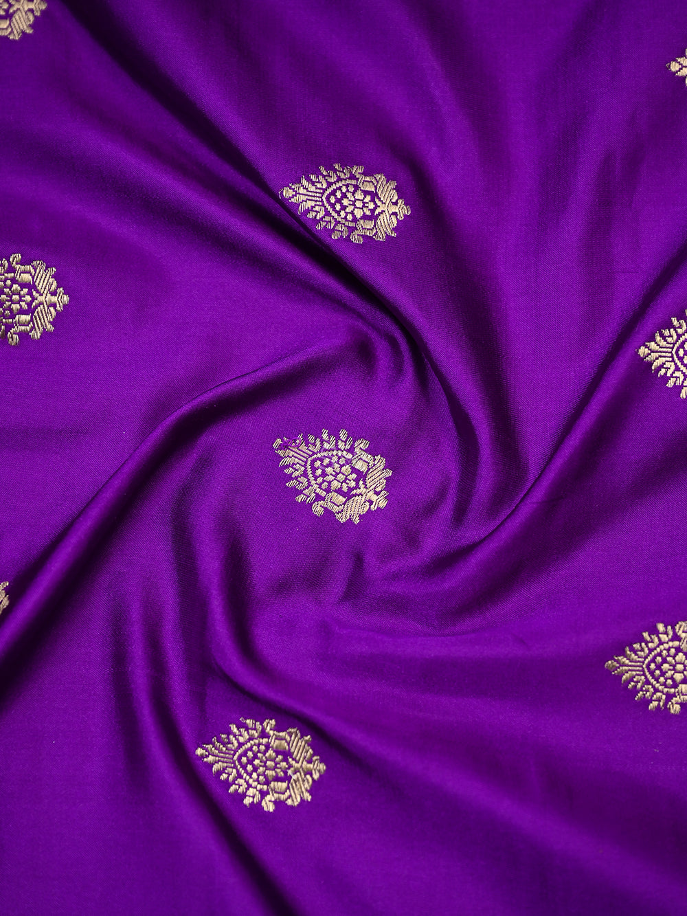 Dark Purple Booti Satin Silk Handloom Banarasi Suit