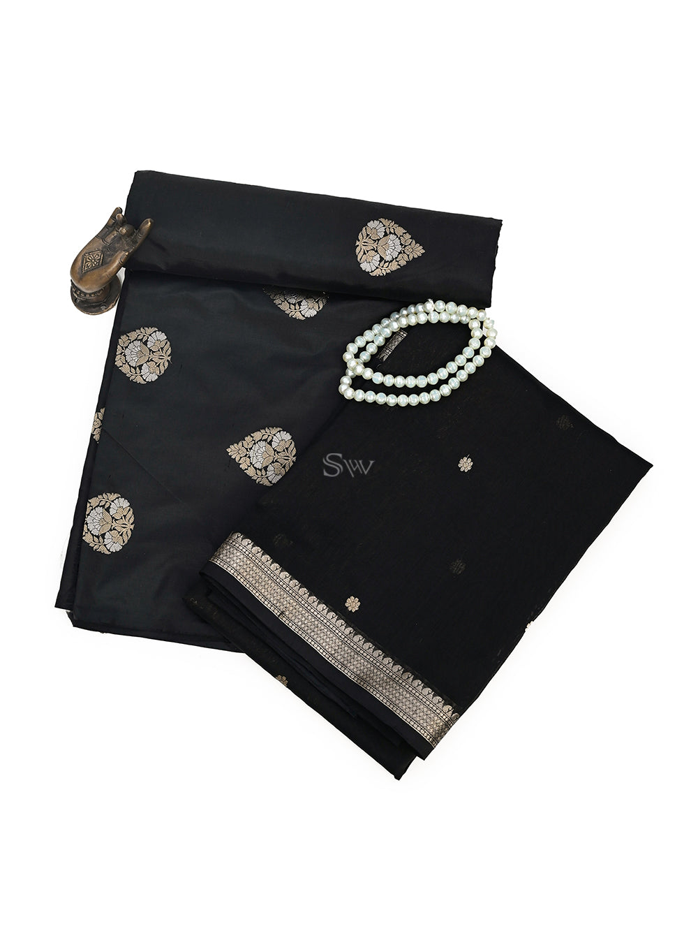 Black Katan Silk Handloom Banarasi Suit