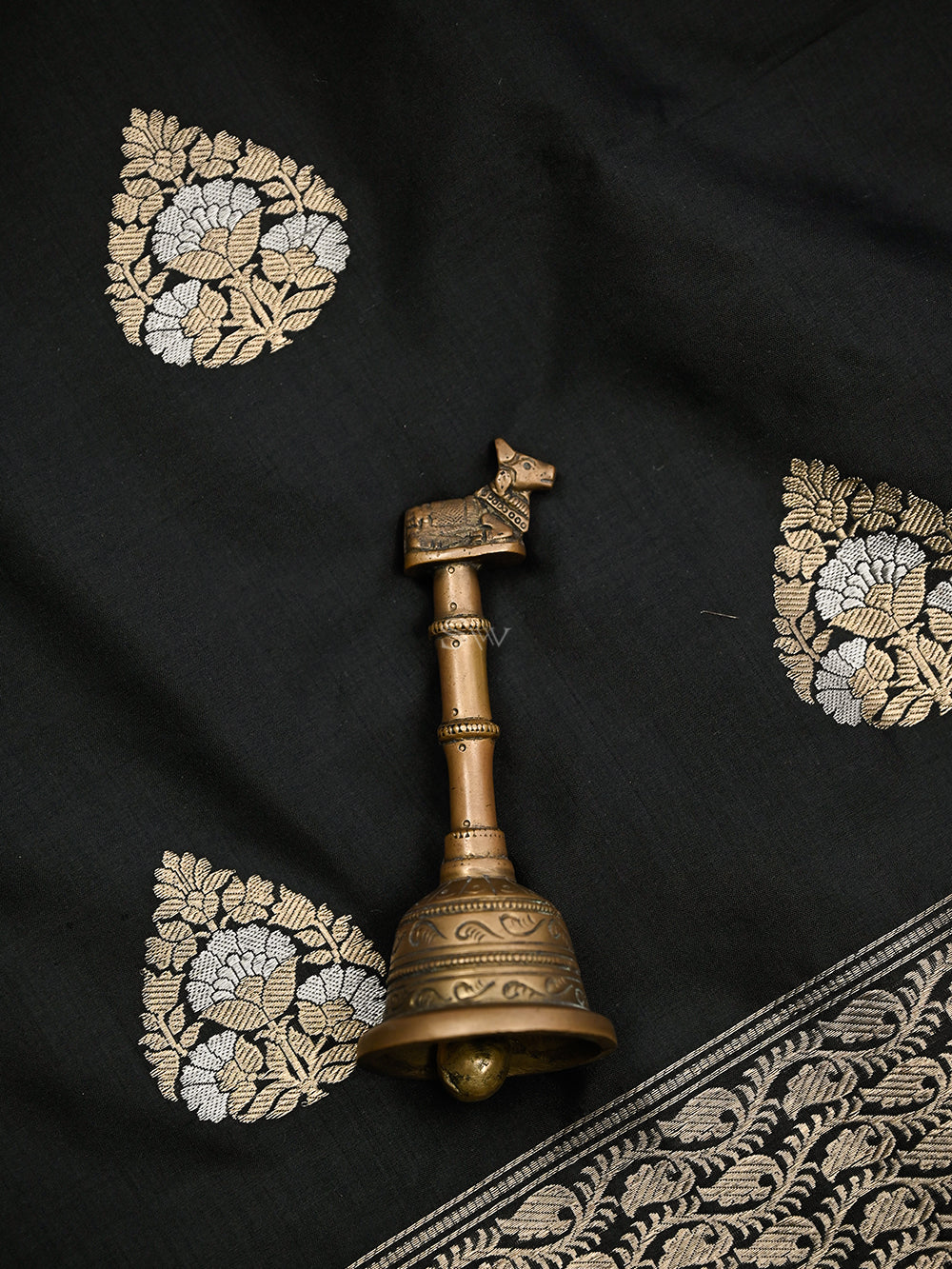 Black Katan Silk Handloom Banarasi Suit