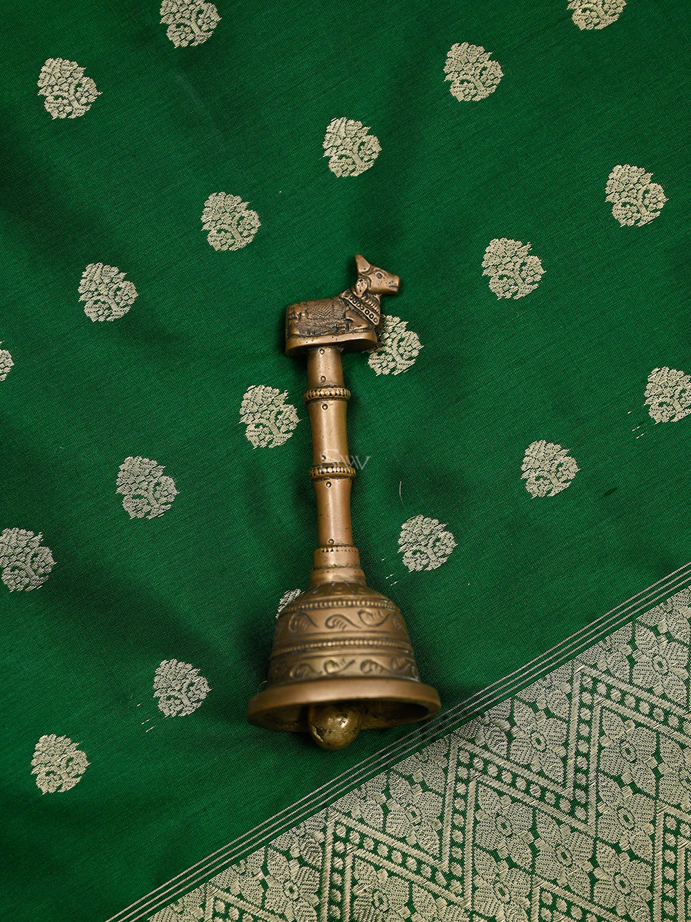 Bottle Green Katan Silk Handloom Banarasi Suit