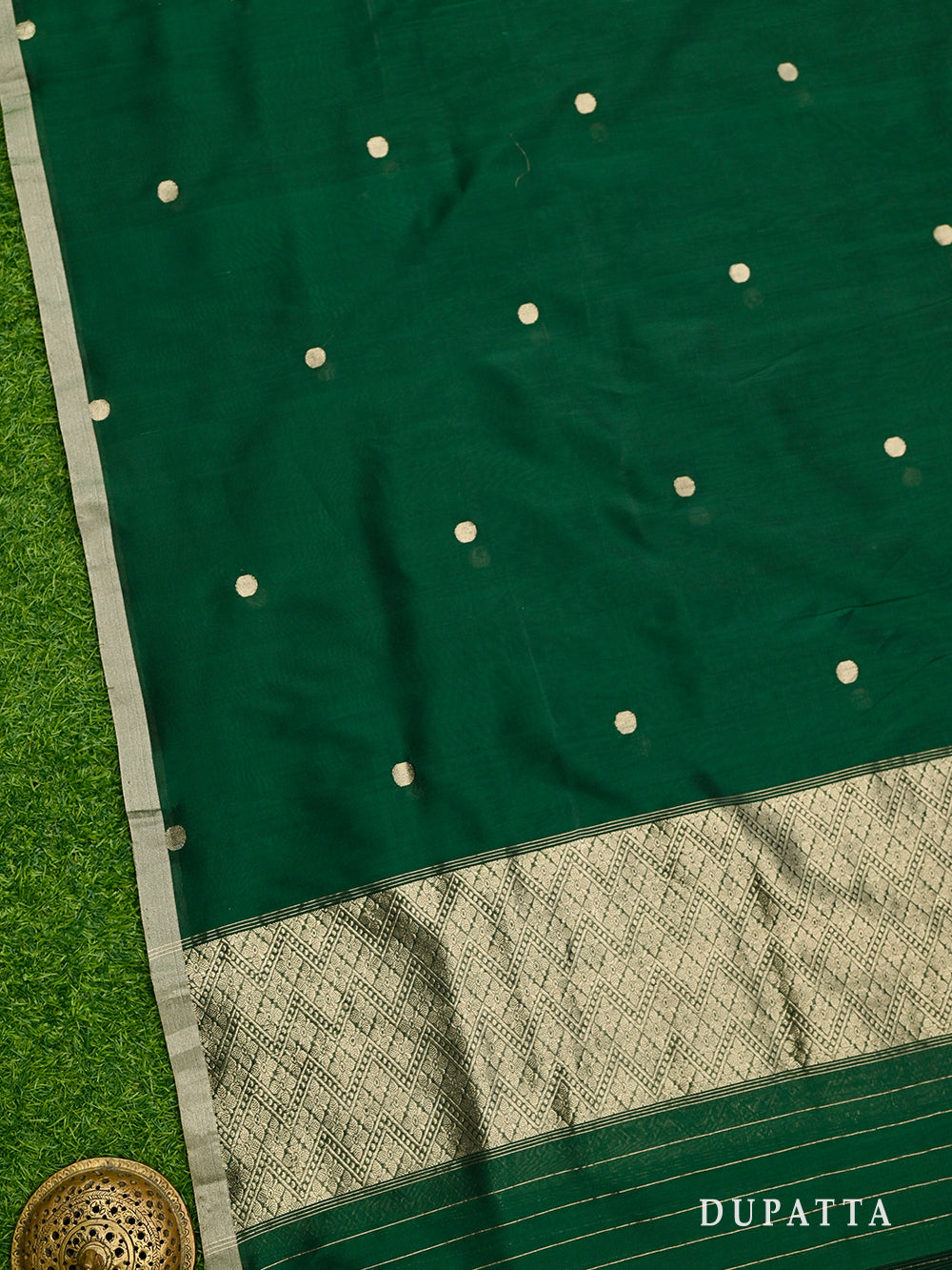 Bottle Green Katan Silk Handloom Banarasi Suit