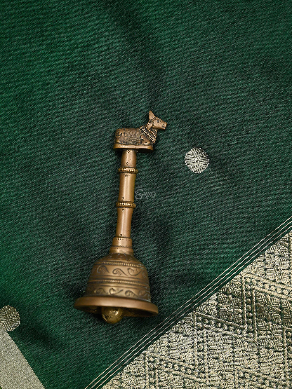 Bottle Green Katan Silk Handloom Banarasi Suit