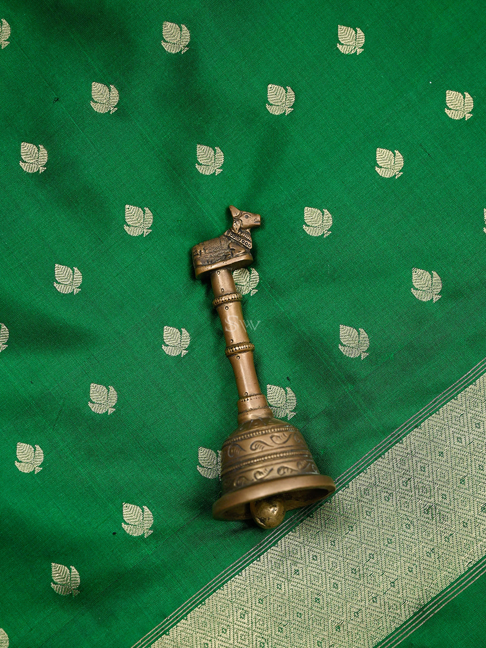 Bottle Green Katan Silk Handloom Banarasi Suit