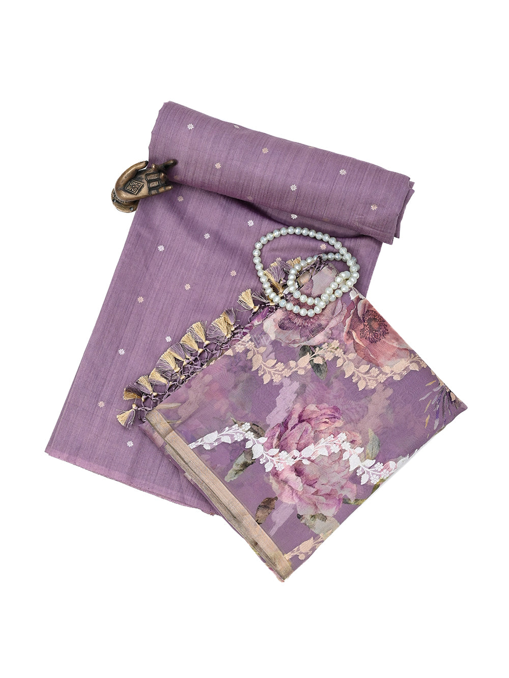 Purple Booti Moonga Silk Handloom Banarasi Suit