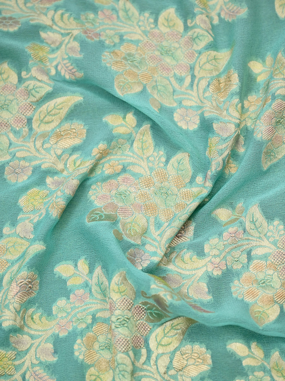 Pastel Blue Rangkat Khaddi Georgette Handloom Banarasi Suit