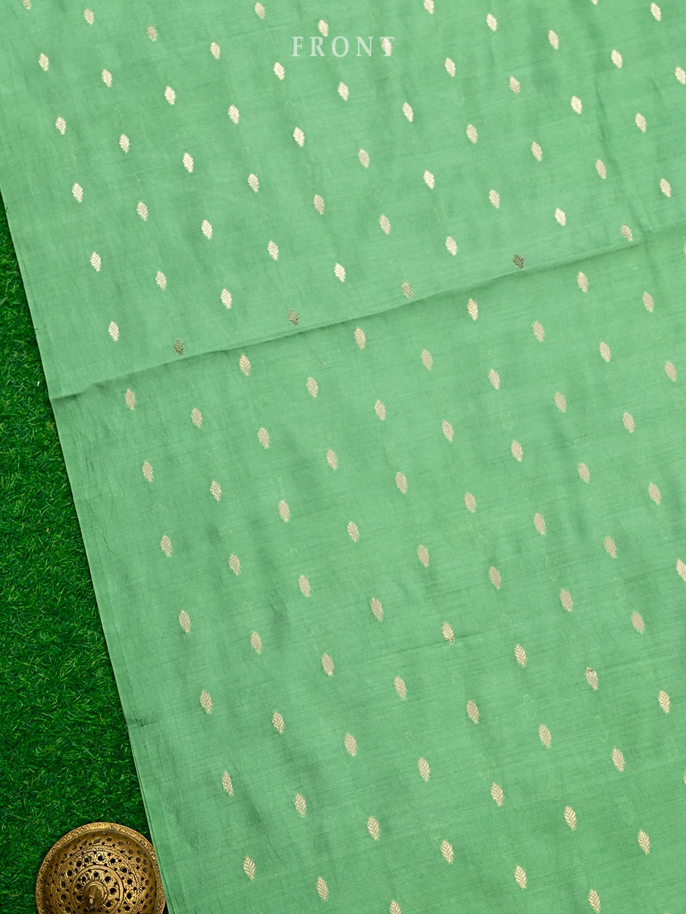 Pista Green Booti Chiniya Silk Handloom Banarasi Suit