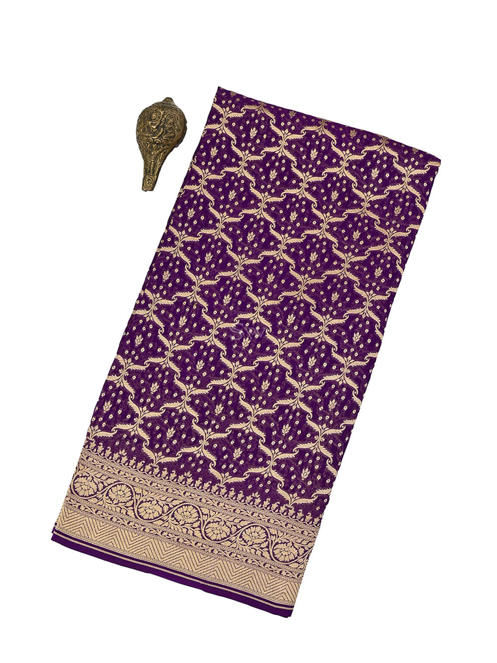 Purple Jaal Khaddi Georgette Handloom Banarasi Saree