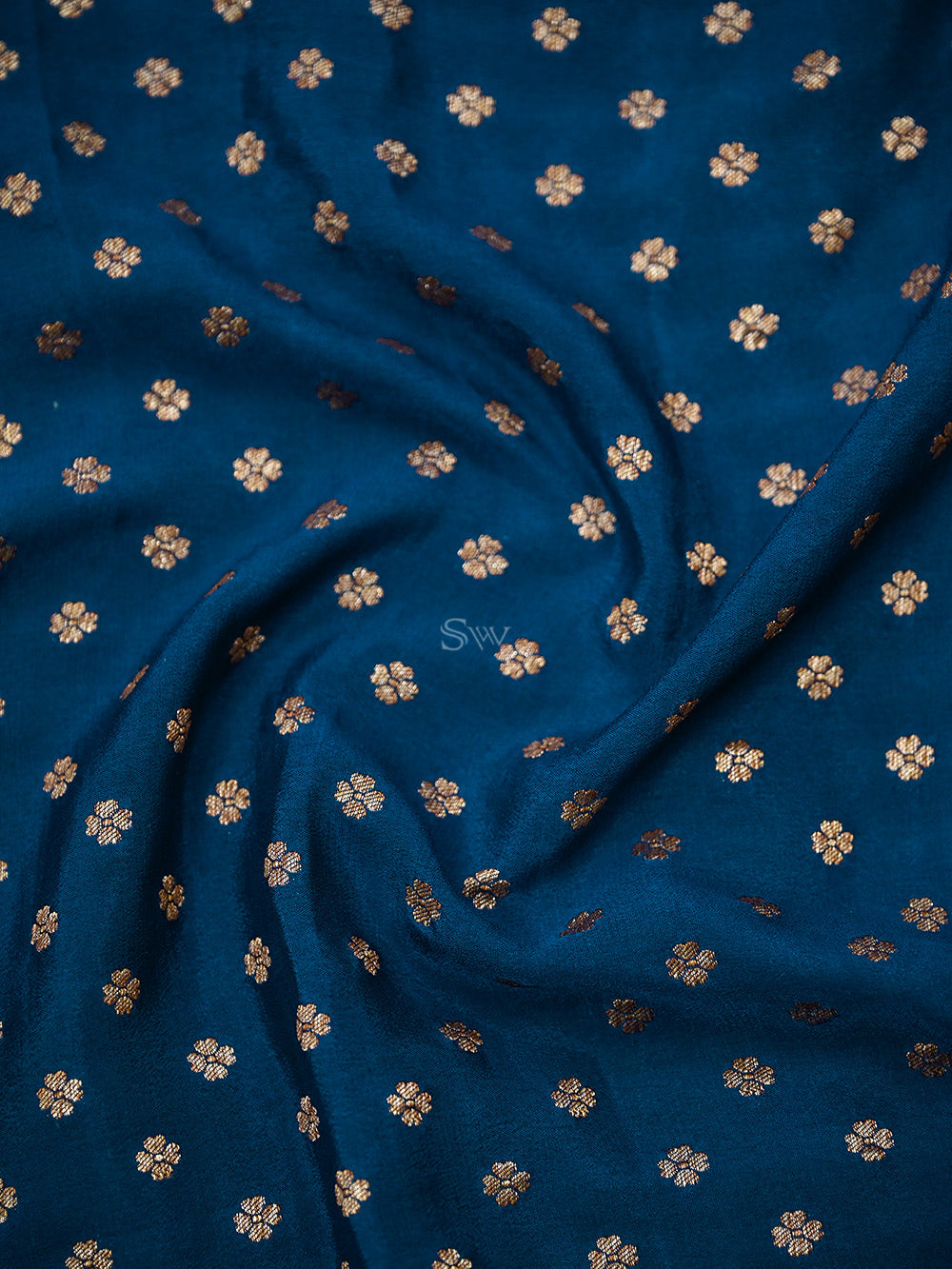 Midnight Blue Jaal Crepe Silk Handloom Banarasi Suit