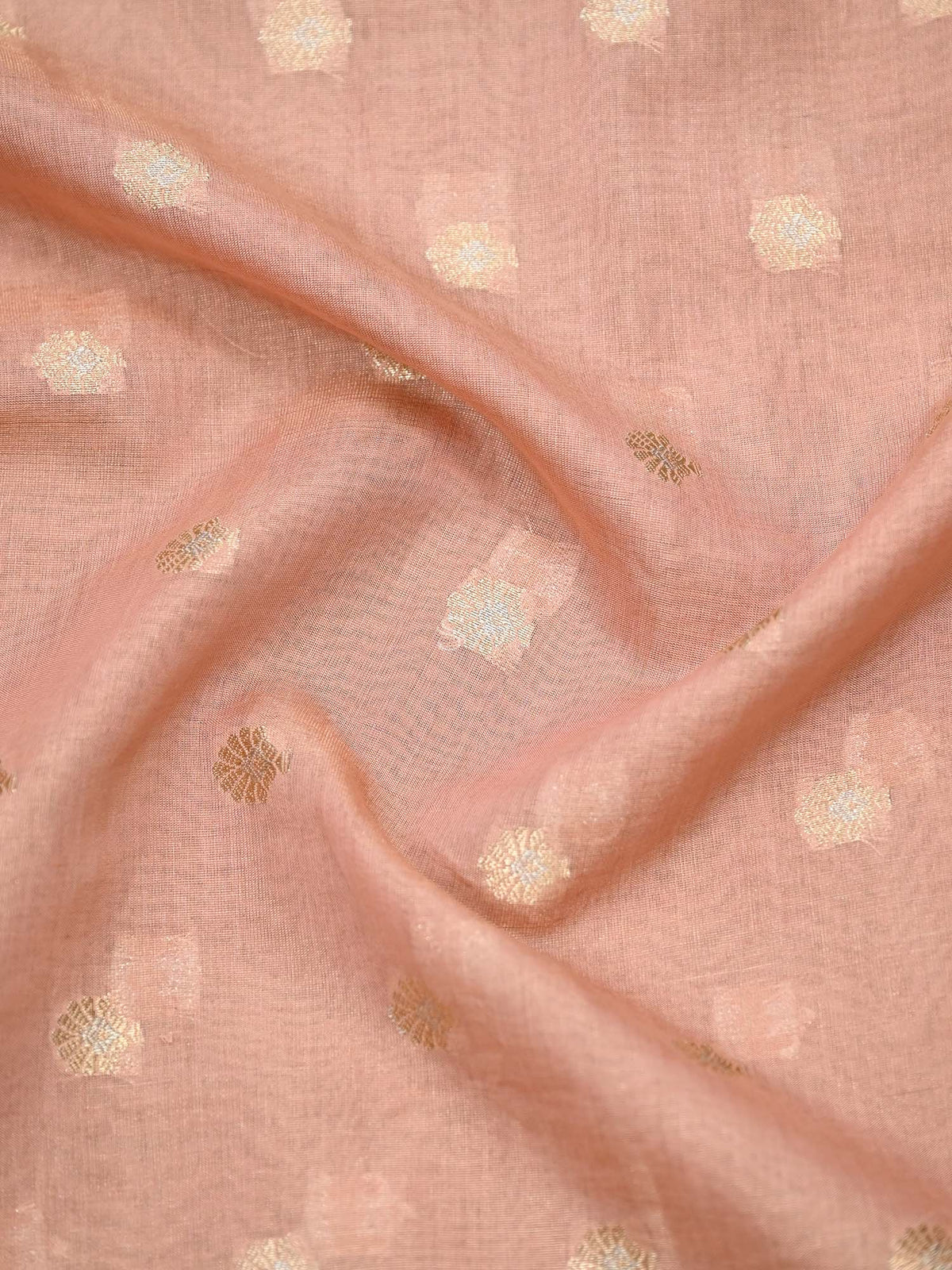 Pastel Peach Cotton Silk Handloom Banarasi Suit