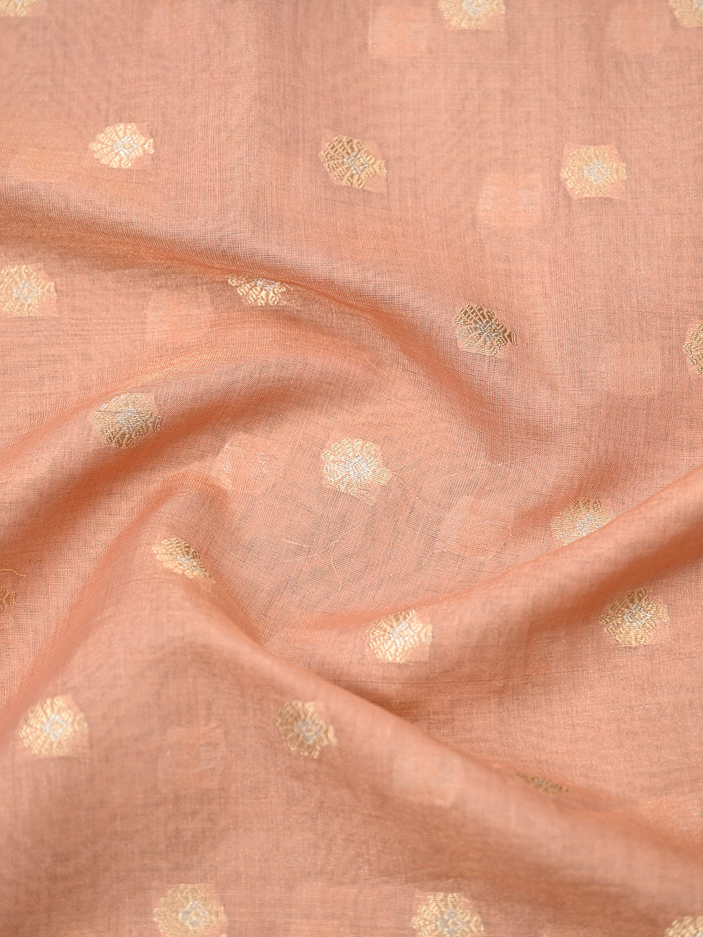 Peach Booti Cotton Silk Handloom Banarasi Suit