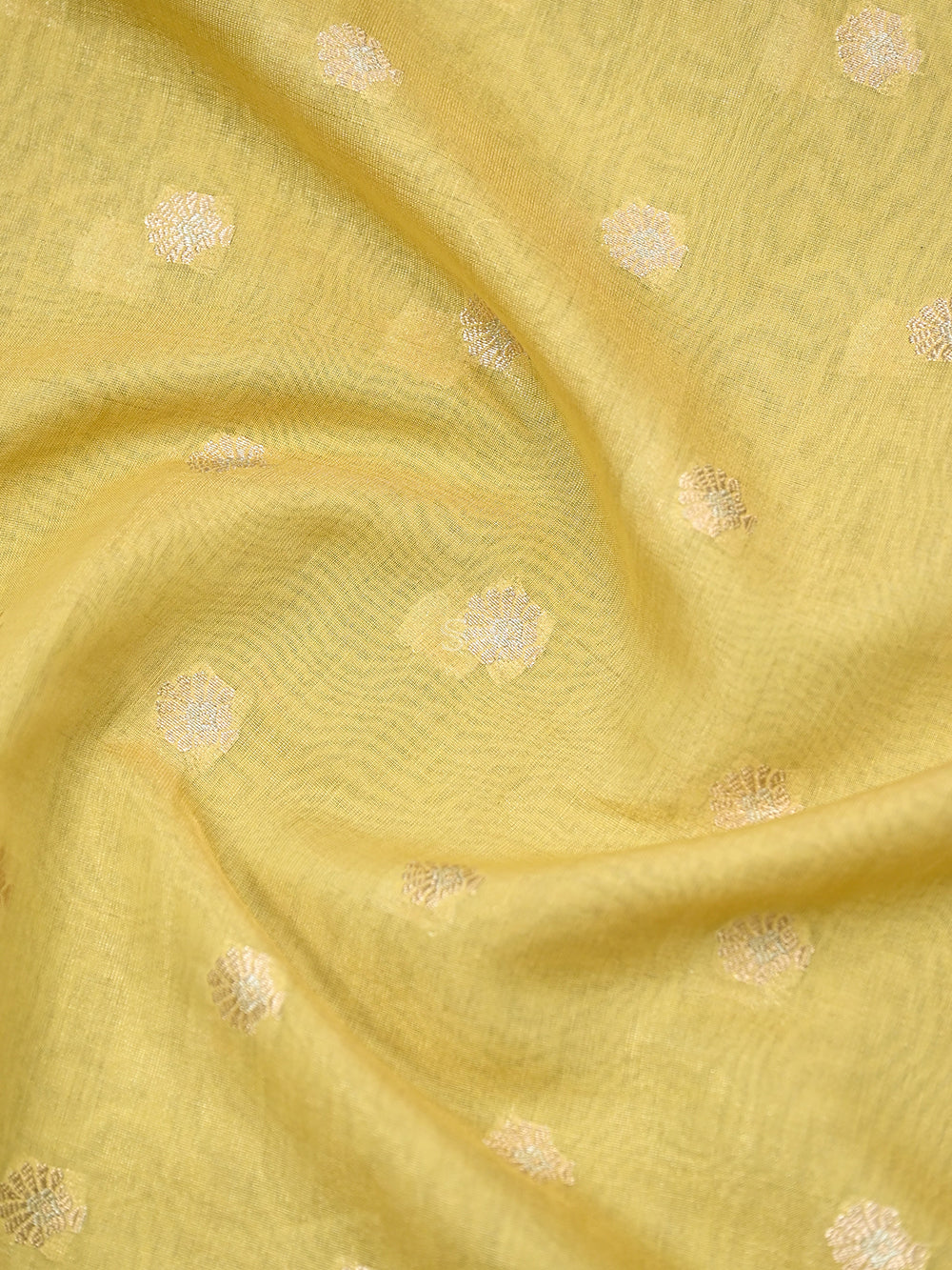 Yellow Booti Cotton Silk Handloom Banarasi Suit