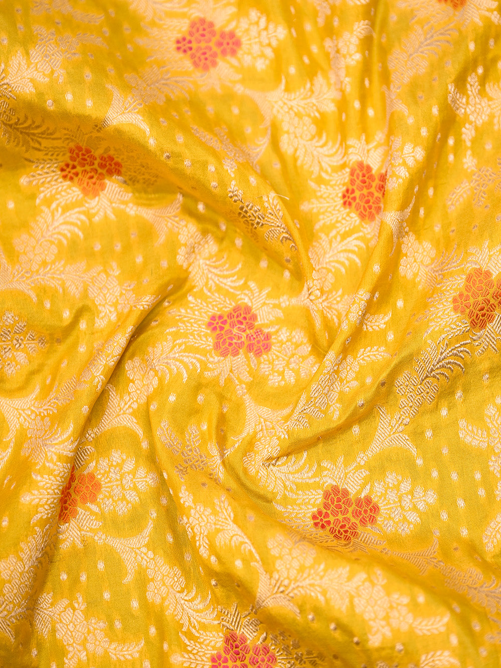 Mustard Meenakari Booti Katan Silk Handloom Banarasi Suit