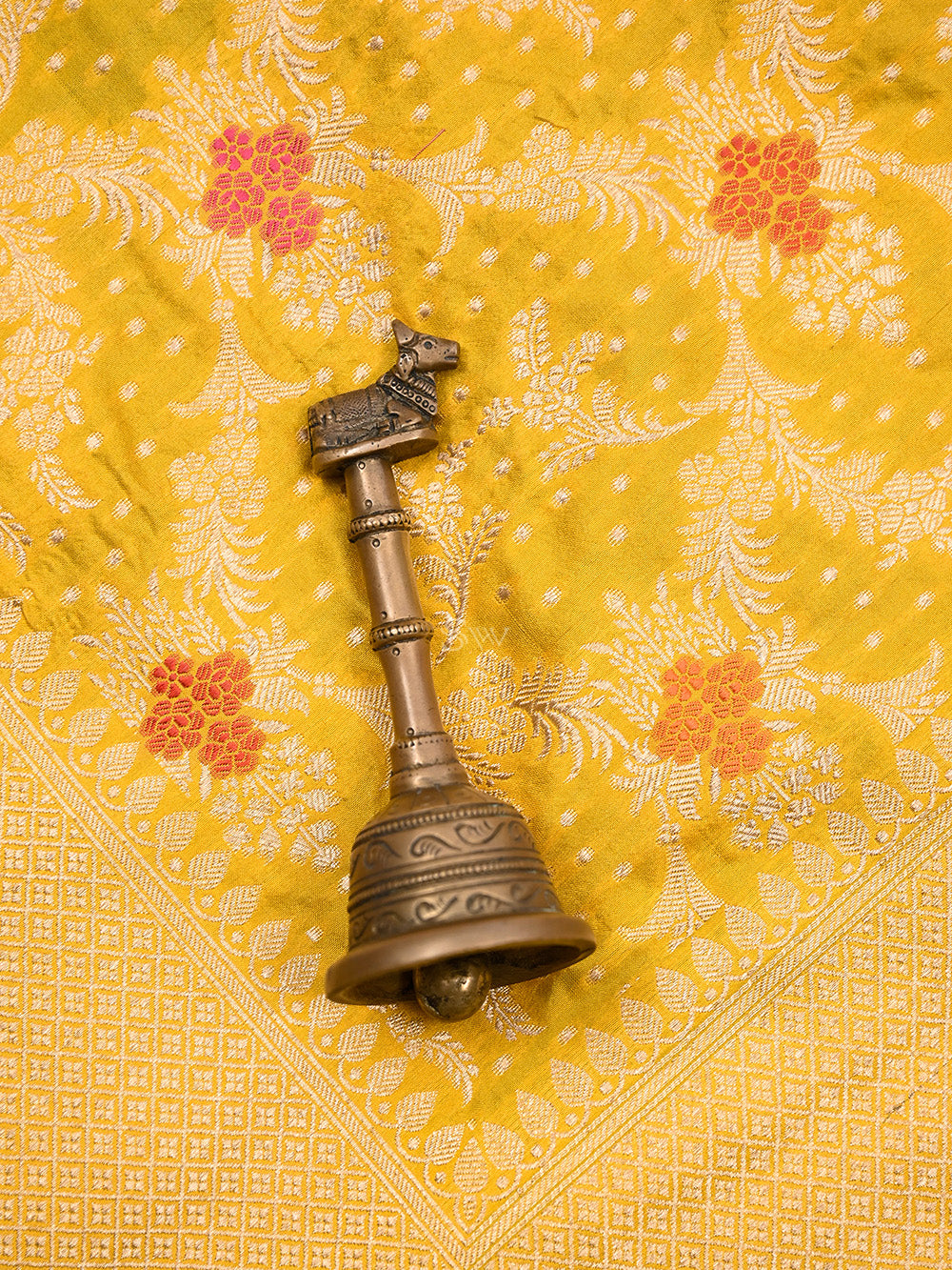 Mustard Meenakari Booti Katan Silk Handloom Banarasi Suit