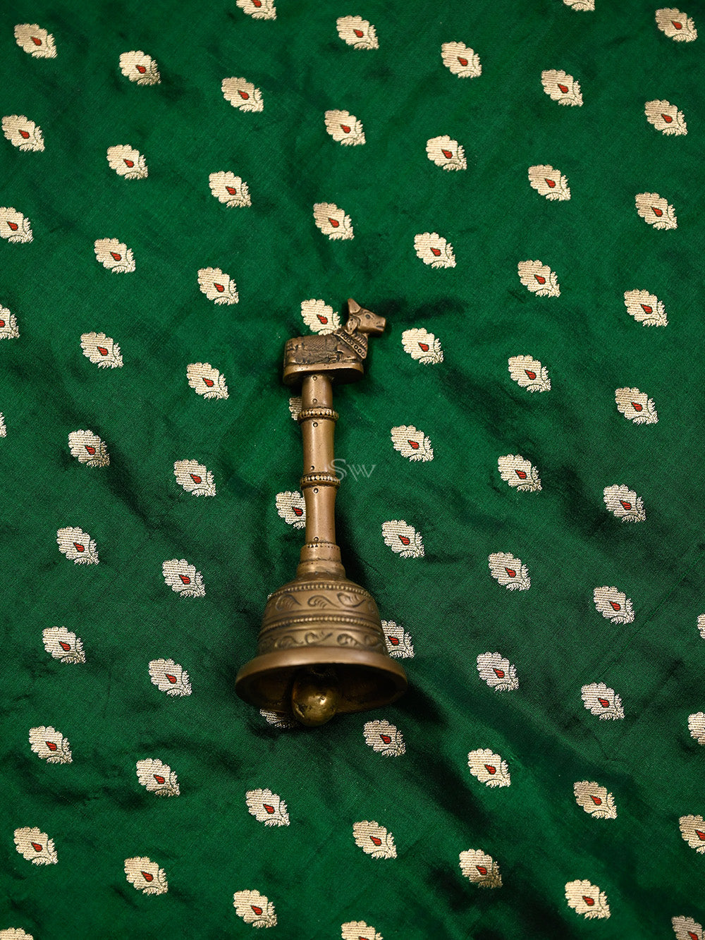 Bottle Green Meenakari Booti Katan Silk Handloom Banarasi Suit