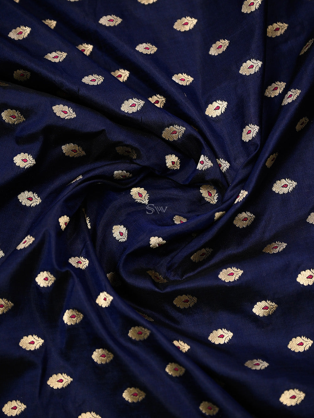 Navy Blue Meenakari Booti Katan Silk Handloom Banarasi Suit