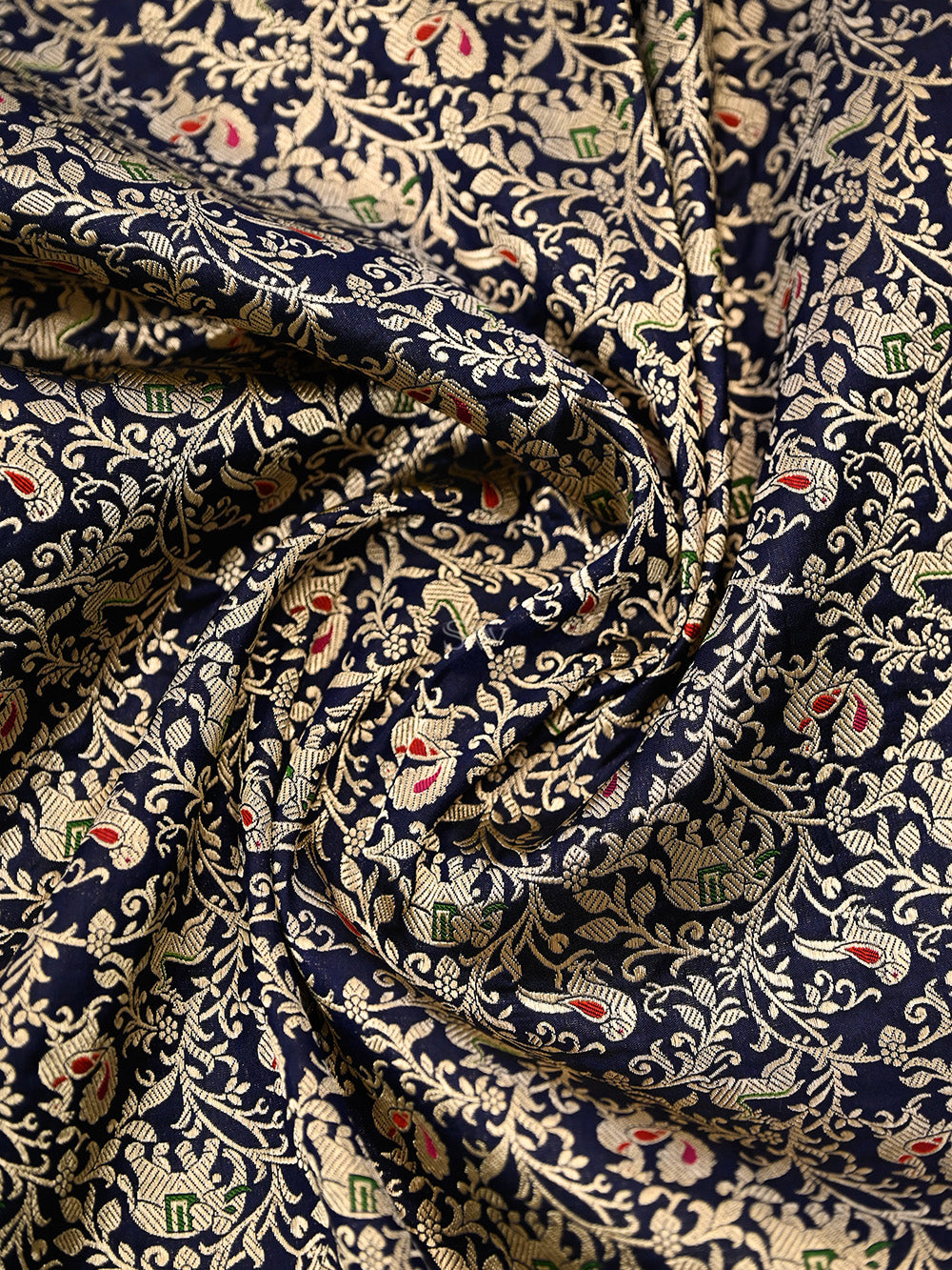 Navy Blue Meenakari Booti Katan Silk Handloom Banarasi Suit