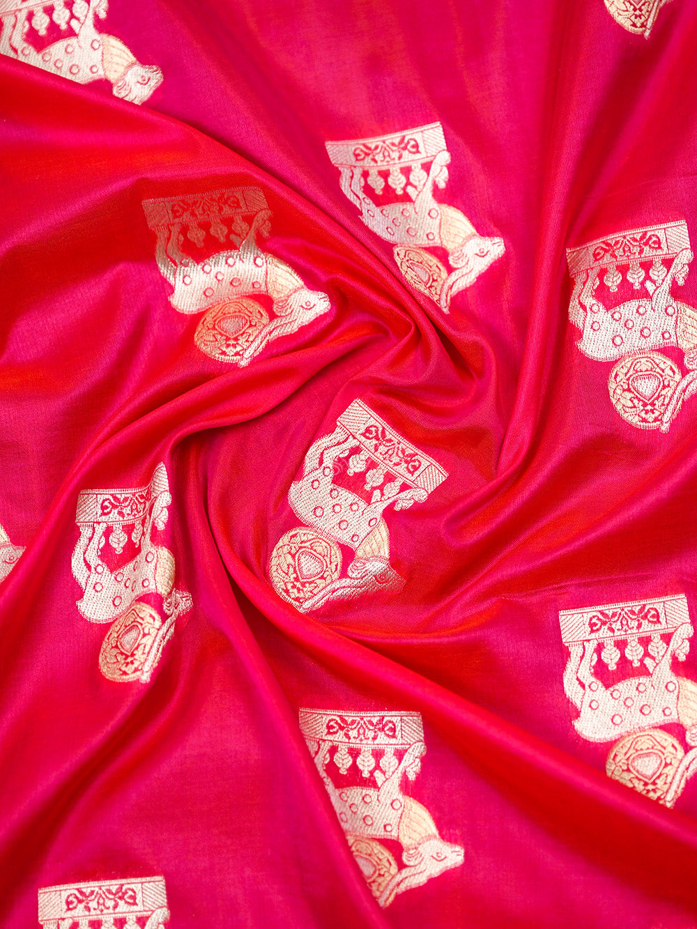 Pink Orange Shikargah Katan Silk Handloom Banarasi Dupatta - Sacred Weaves