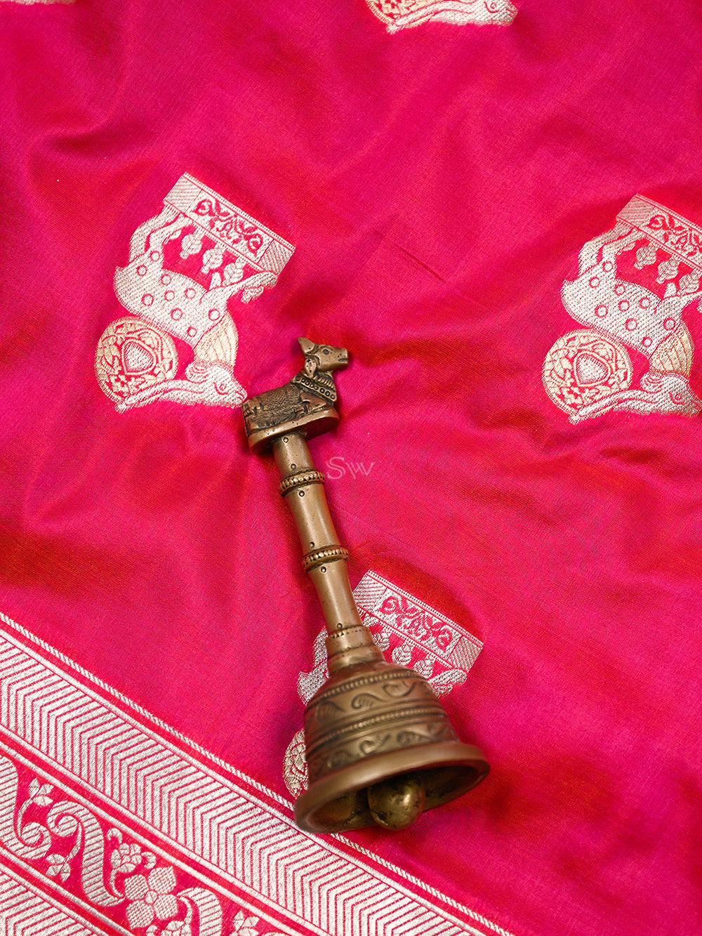 Pink Orange Shikargah Katan Silk Handloom Banarasi Dupatta - Sacred Weaves