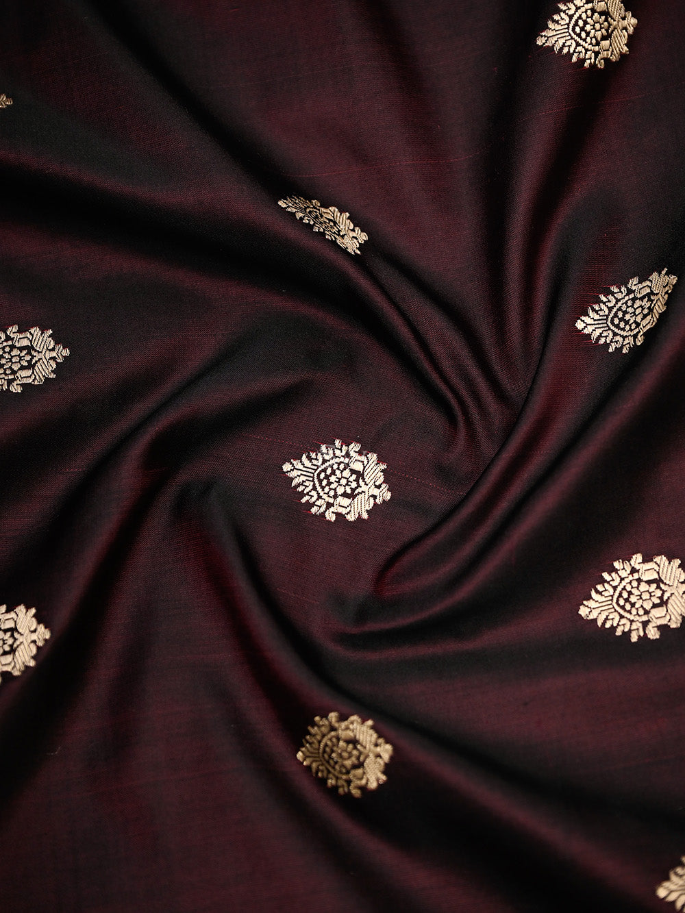 Dark Wine Booti Satin Silk Handloom Banarasi Suit