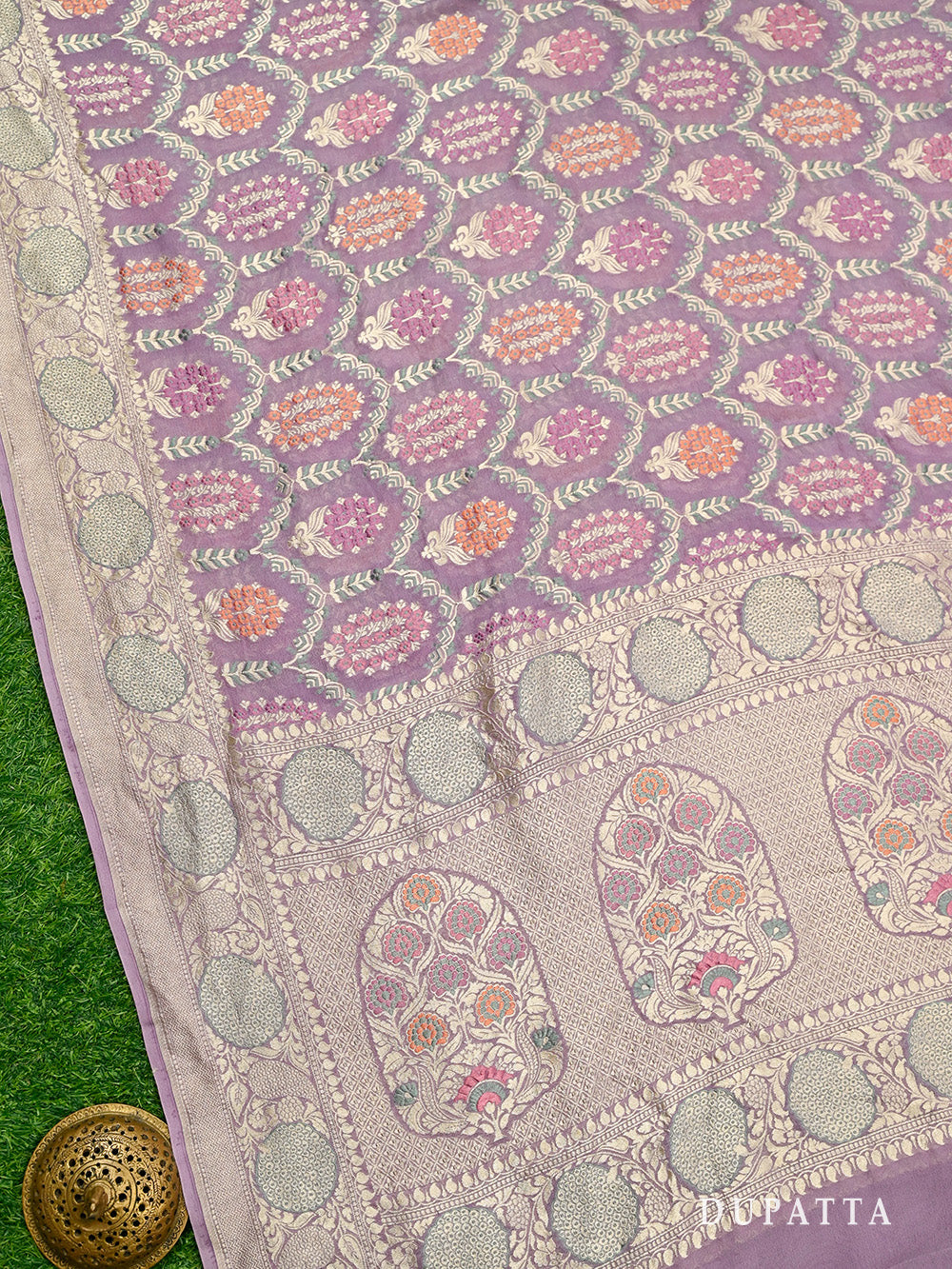 Pastel Purple Meenakari Khaddi Georgette Handloom Banarasi Suit