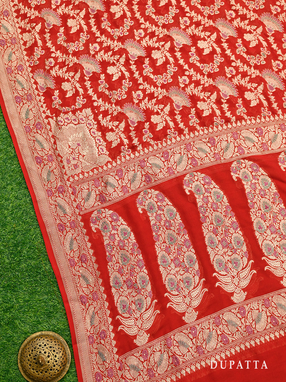 Red Meenakari Khaddi Georgette Handloom Banarasi Suit