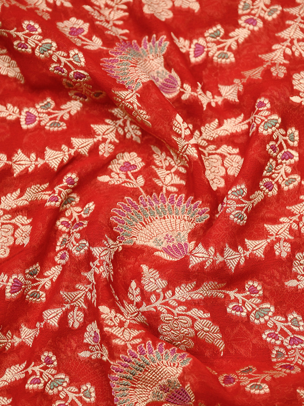 Red Meenakari Khaddi Georgette Handloom Banarasi Suit