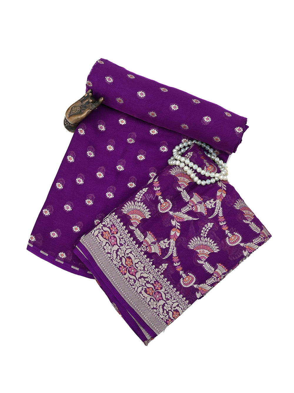 Purple Meenakari Khaddi Georgette Handloom Banarasi Suit