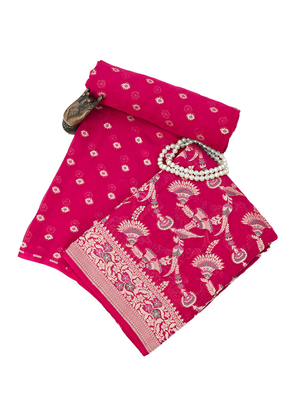 Dark Pink Meenakari Khaddi Georgette Handloom Banarasi Suit