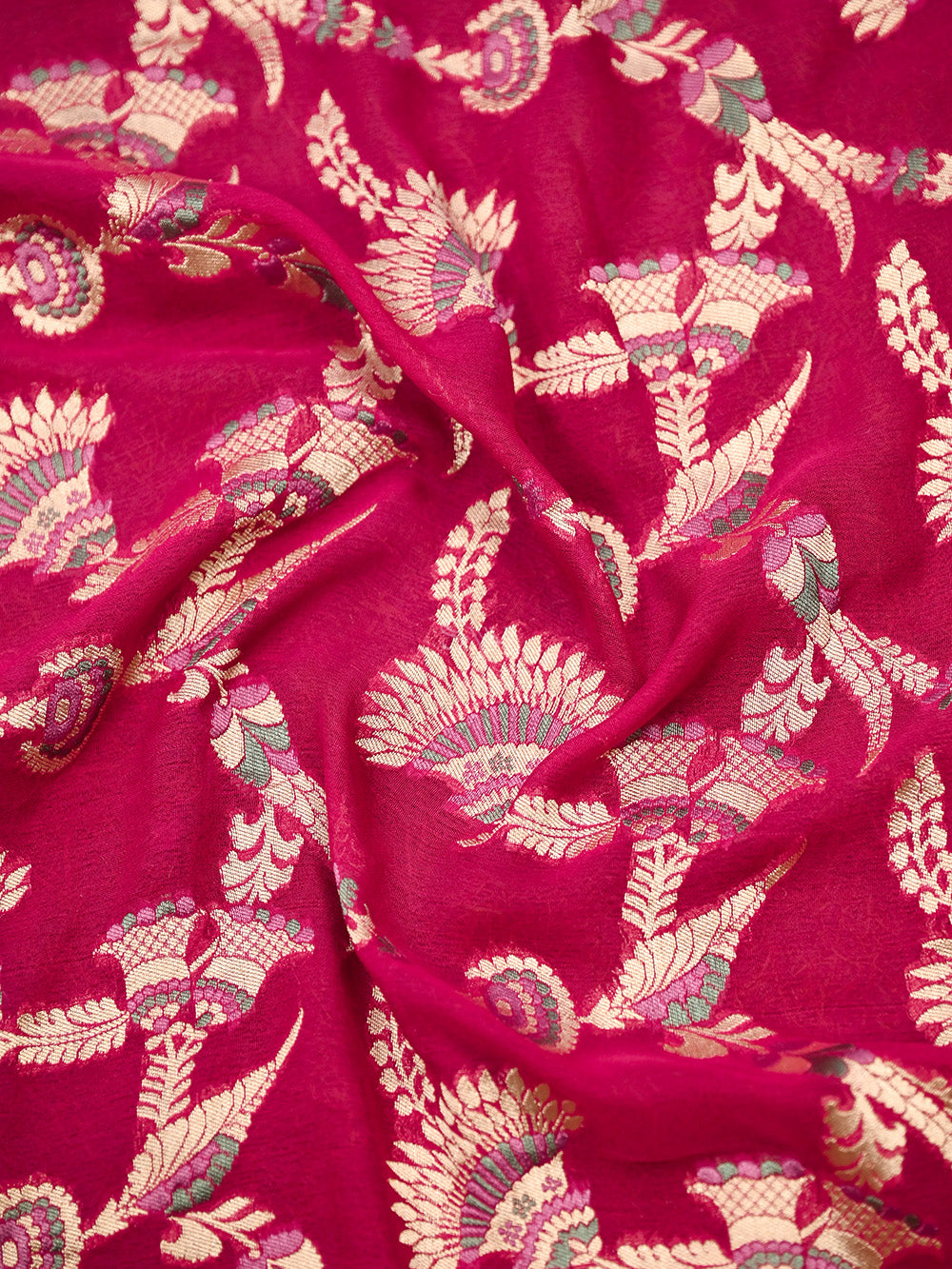 Dark Pink Meenakari Khaddi Georgette Handloom Banarasi Suit