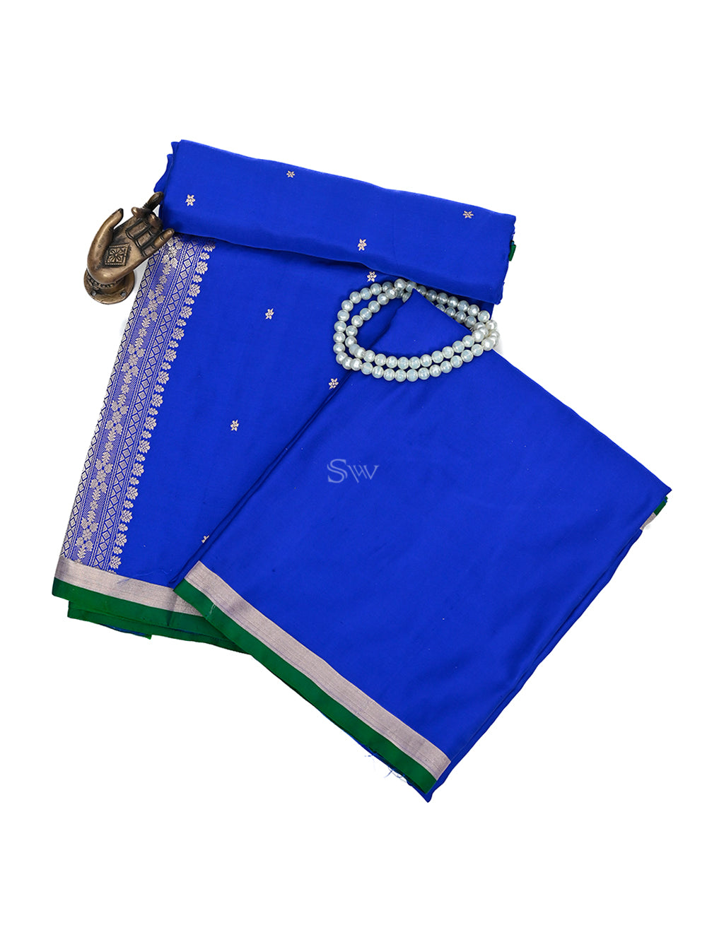 Royal Blue Booti Satin Silk Handloom Banarasi Suit