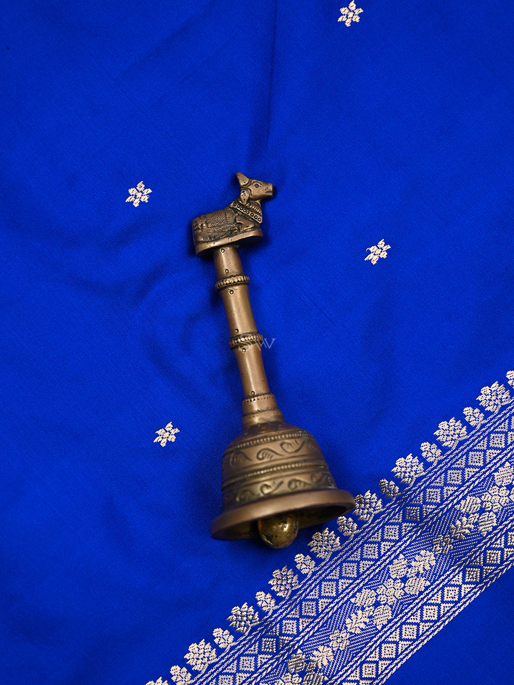 Royal Blue Booti Satin Silk Handloom Banarasi Suit - Sacred Weaves