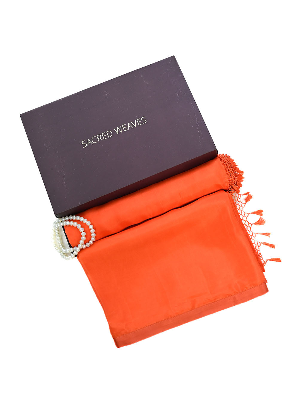 Pre-Order Dark Orange Plain Silk Handloom Saree