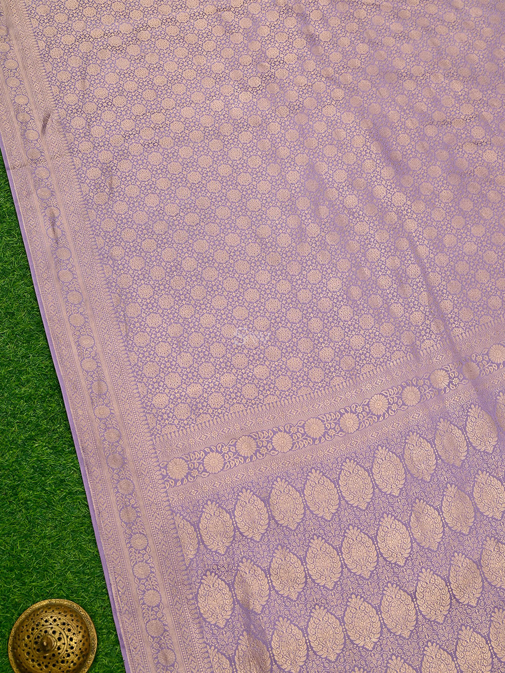 Pastel Purple Satin Brocade Handloom Banarasi Saree - Sacred Weaves