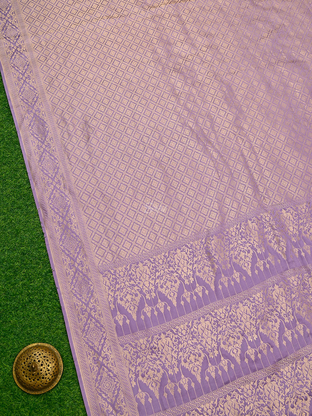 Pastel Purple Satin Brocade Handloom Banarasi Saree - Sacred Weaves