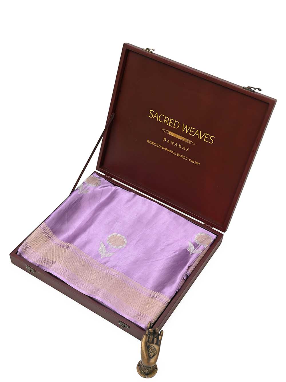 Mauve Sona Roopa Boota Satin Silk Handloom Banarasi Saree