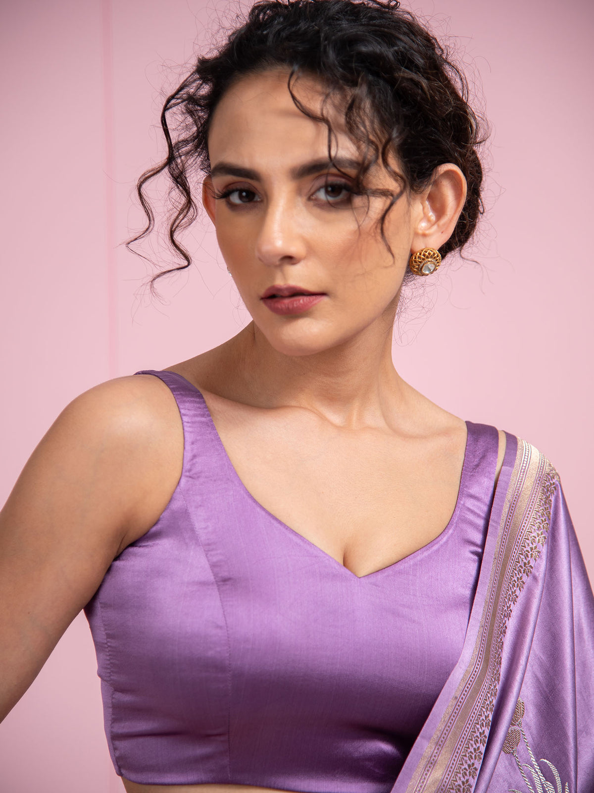 Pastel Purple Boota Satin Silk Handloom Banarasi Saree - Sacred Weaves
