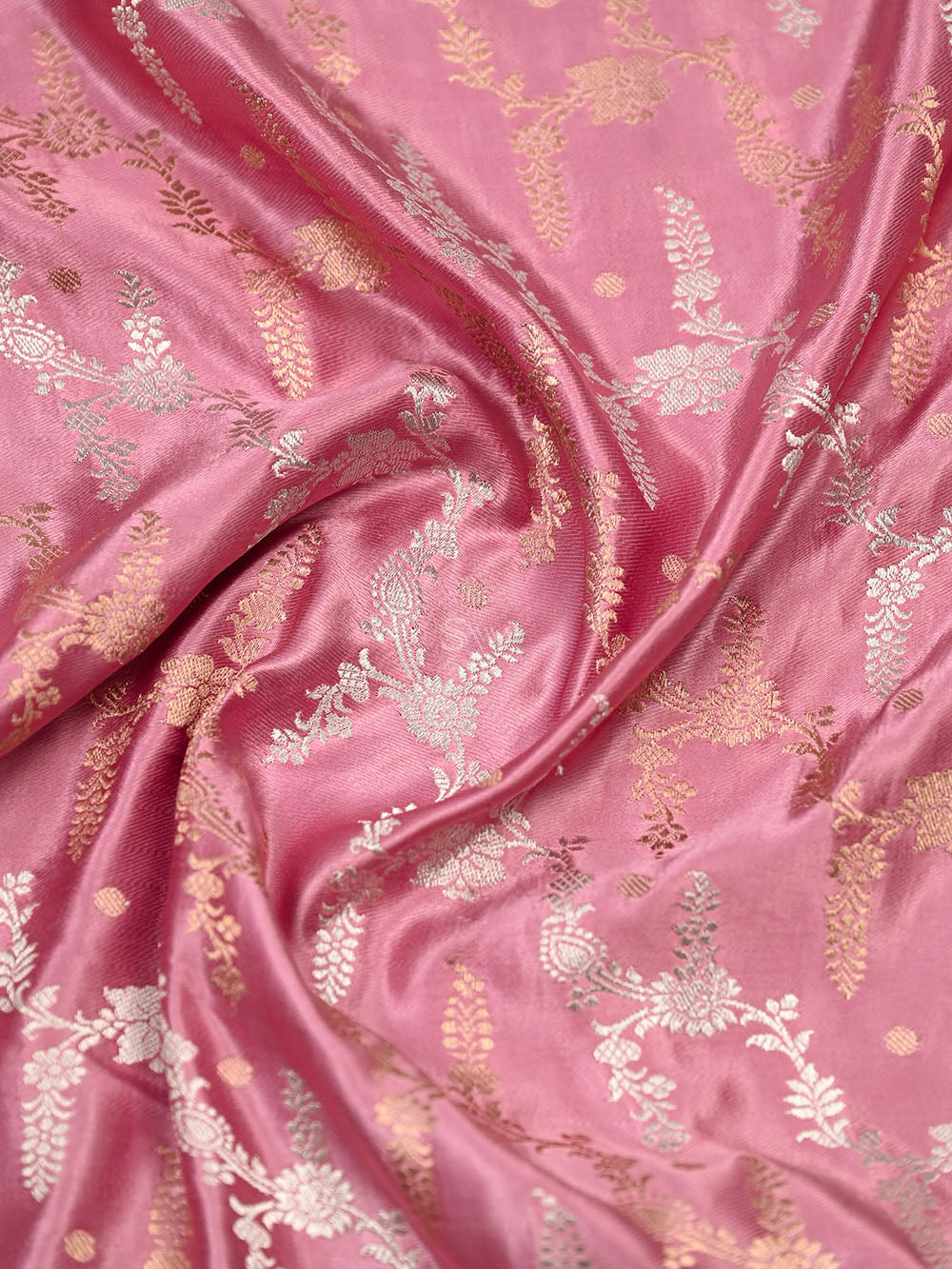 Pastel Pink Satin Jaal Handloom Banarasi Saree - Sacred Weaves