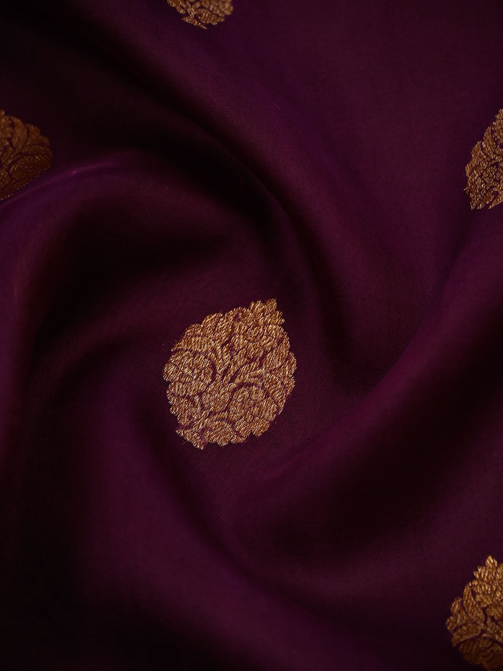 Dark Purple Boota Organza Silk Handloom Banarasi Saree