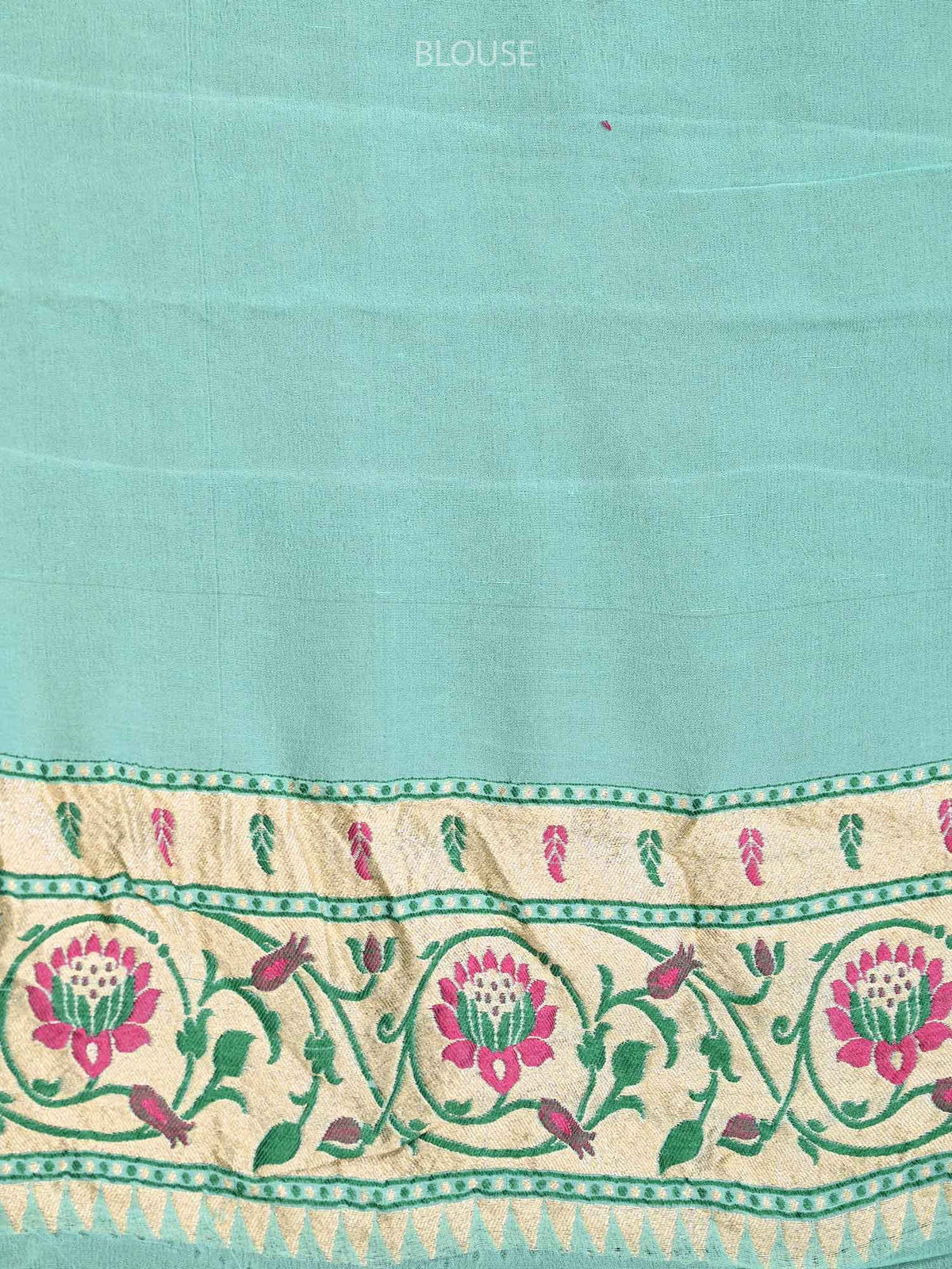 Mint Blue Paithani Rangkat Khaddi Georgette Handloom Banarasi Saree - Sacred Weaves