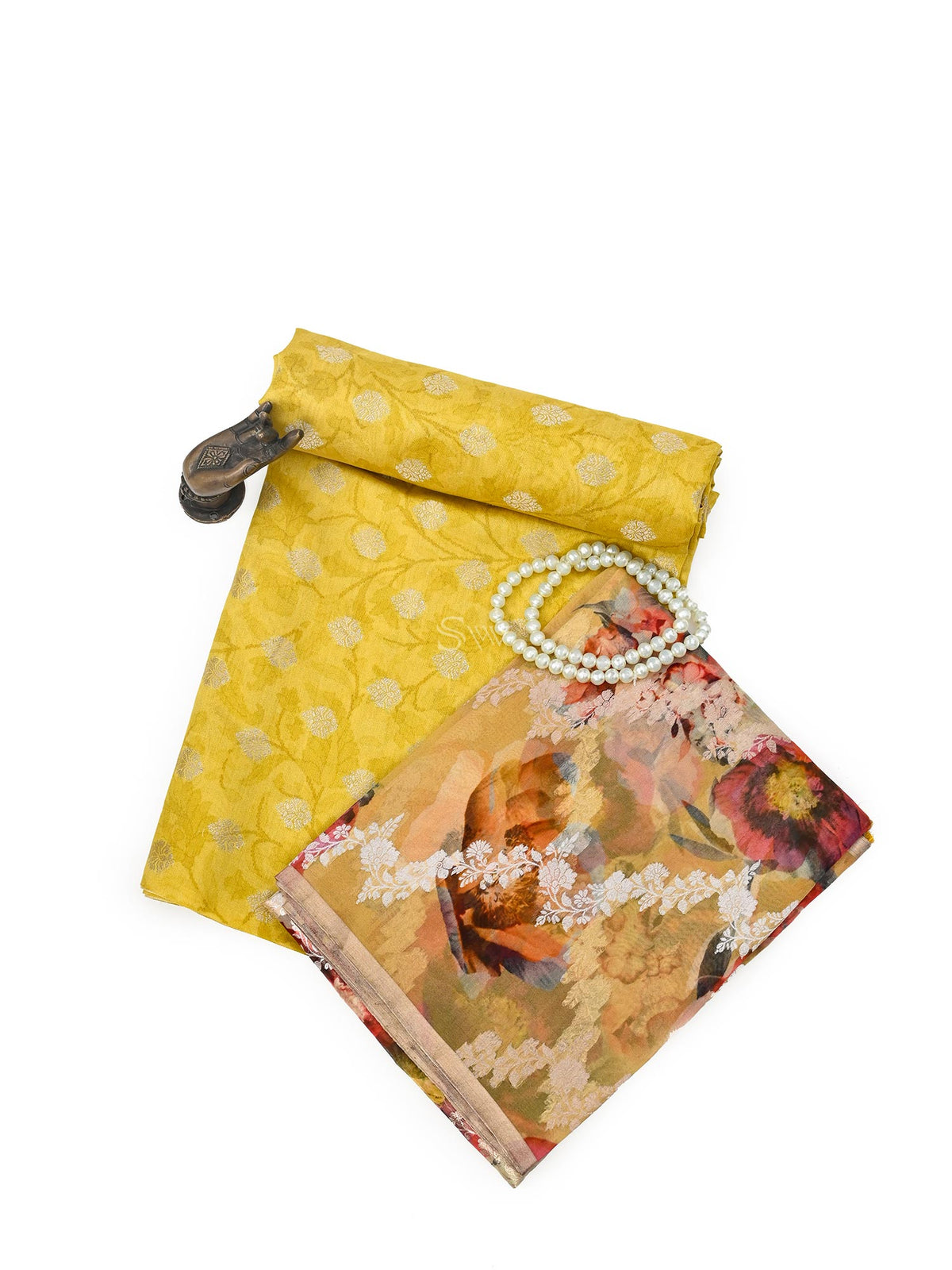 Mustard Chiniya Silk Handloom Banarasi Suit