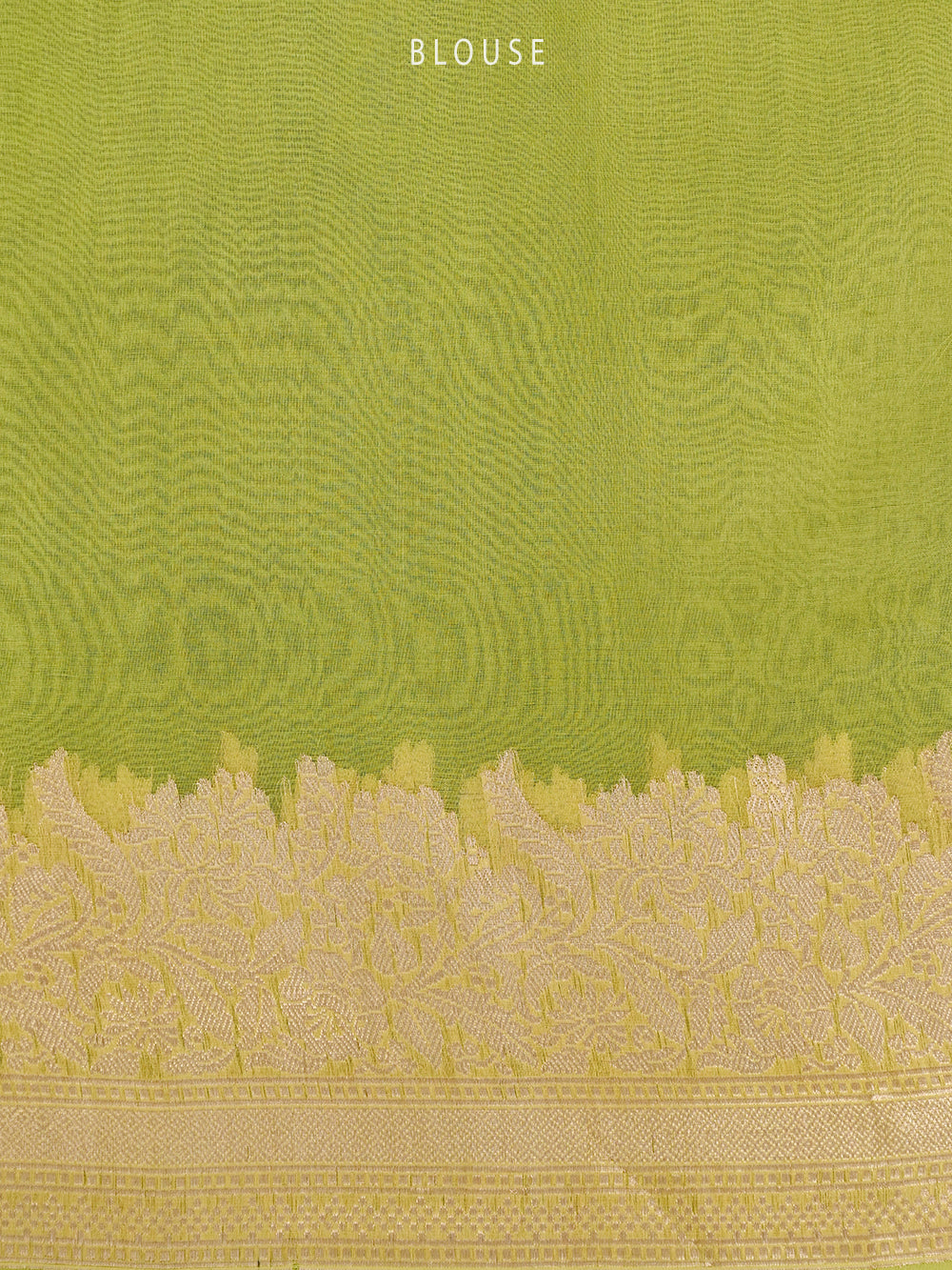 Lime Green Booti Organza Handloom Banarasi Saree - Sacred Weaves