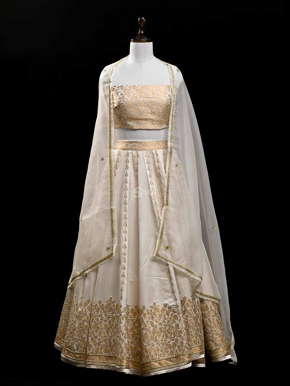 Buy Off White Sequence Brocade Lehenga for Women Online from India's Luxury  Designers 2024