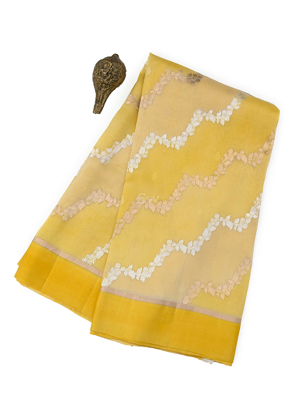 Yellow Organza Handloom Banarasi Saree