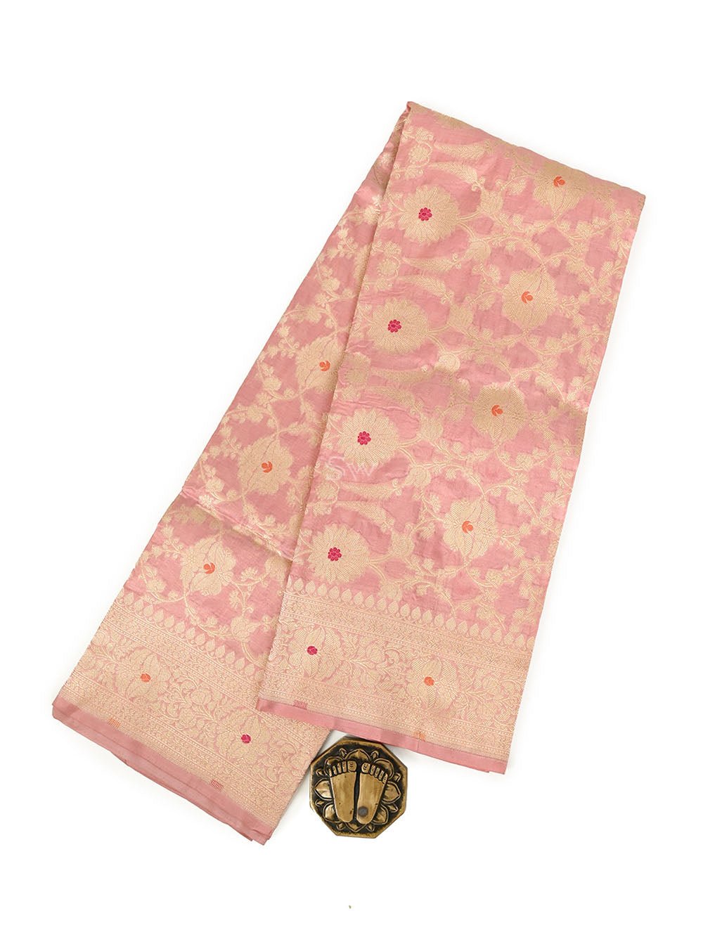 Pastel Pink Meenakari Jaal Katan Silk Handloom Banarasi Dupatta