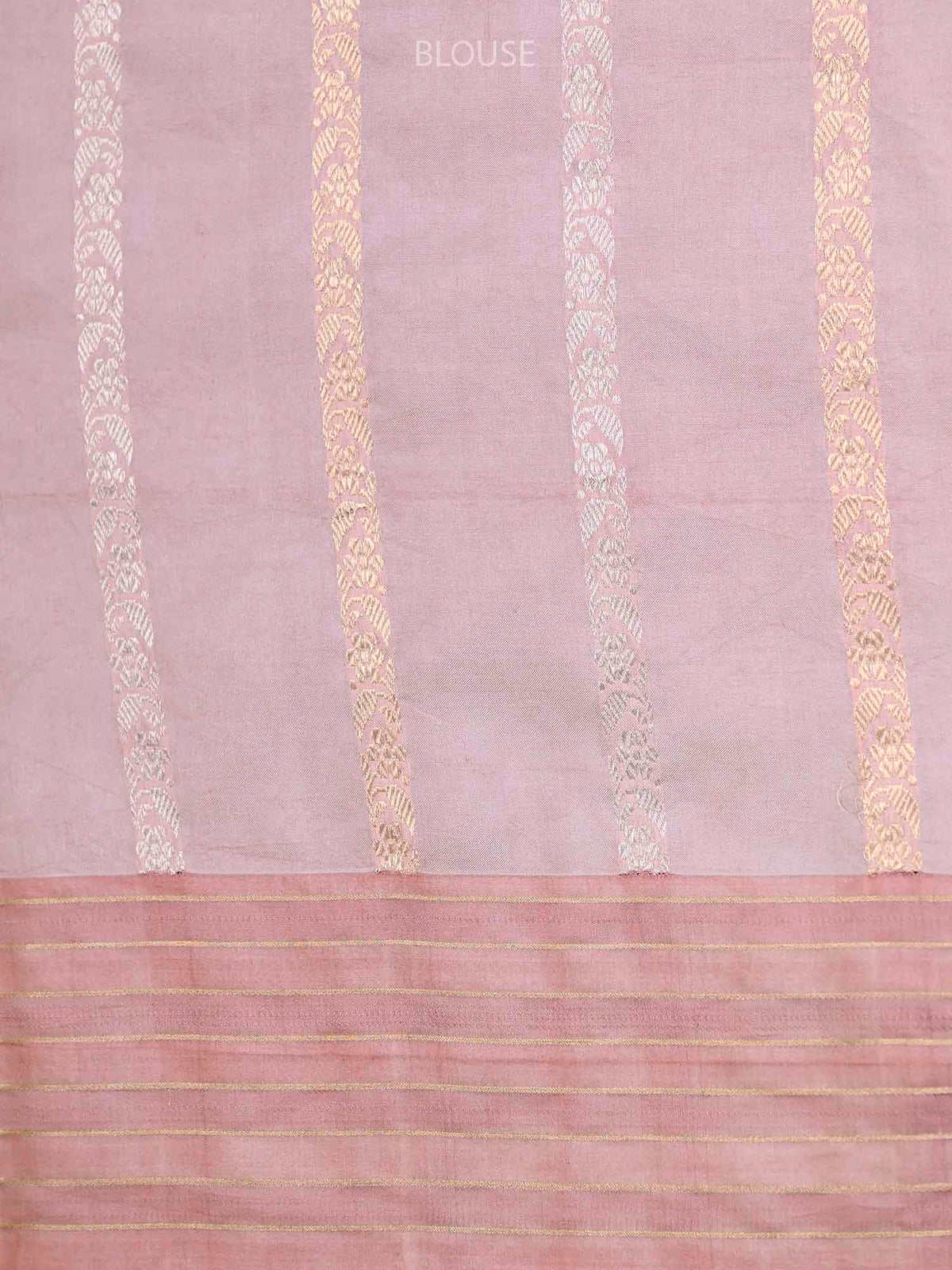 Pastel Pink Stripe Katan Silk Handloom Banarasi Saree