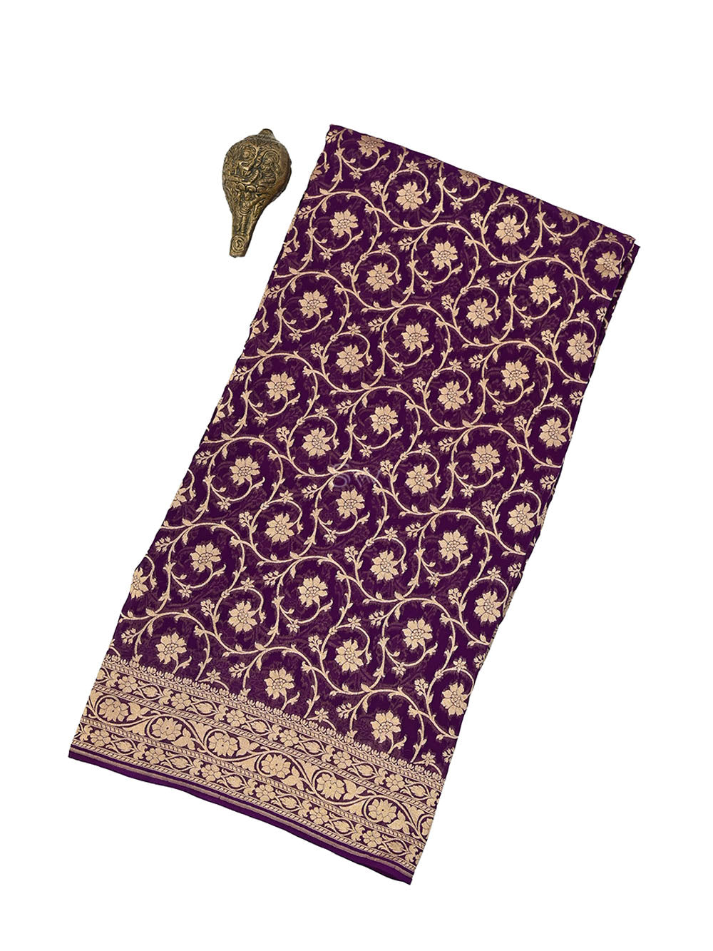 Purple Jaal Khaddi Georgette Handloom Banarasi Saree