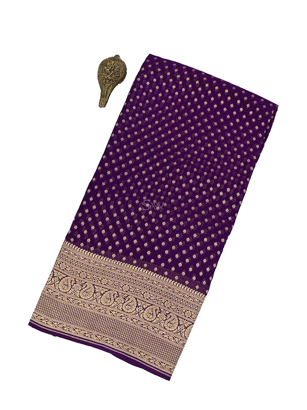 Purple Booti Khaddi Georgette Handloom Banarasi Saree