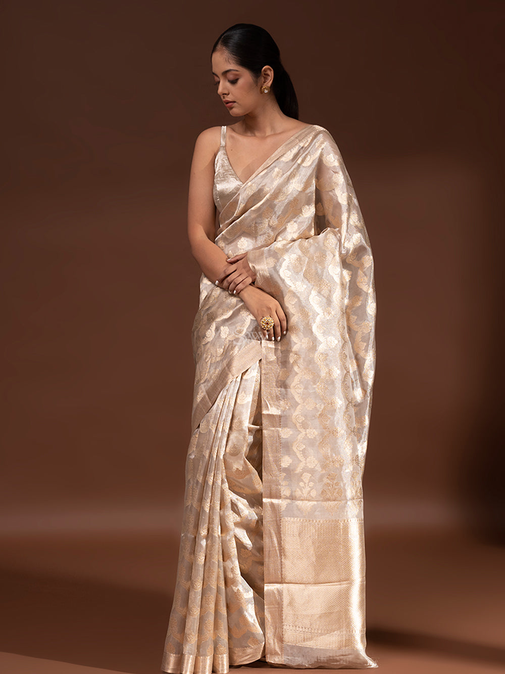 Banarasi Cotton Silk Saree With Contrast Border-Off White – Banarasikargha