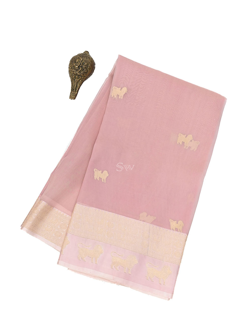 Pastel Pink Organza Handloom Banarasi Saree