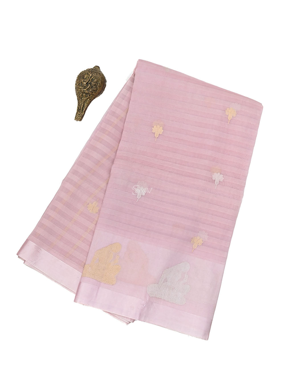 Powder Pink Organza Handloom Banarasi Saree